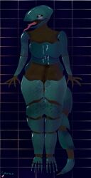 ahe_gao armor barotrauma big_breasts blush blush cum cum_on_body cumshot dark-skinned_futanari dark_sclera dark_skin futa_only futanari heart-shaped_pupils long_tongue mudraptor saliva shell thick_thighs thighs tongue tongue_out