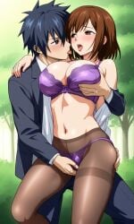 1female 1male ai_generated fairy_tail gray_fullbuster mature_female mature_woman original_character pantyhose secretary_outfit