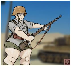 1boy 1femboy 2026 2d 2d_(artwork) 2d_artwork ass ass_bigger_than_head big_ass big_butt blonde_hair bubble_butt clothed commission curvaceous curvy desert digital_media_(artwork) erich_kraus fat_ass femboy feminine_male firearm frown fully_clothed gay gear german_male girly helmet holding_weapon huge_ass kar98 kar98k kneesocks male male_only massive_ass military military_clothing military_gear military_uniform neutral_expression original_character panzerjungen rifle roblox robloxian shirt short_hair shorts socks solo sweat sweaty thick thick_ass thick_thighs thighs tight_clothes twink voluptuous weapon webbing wide_hips wolfedefurr yaoi