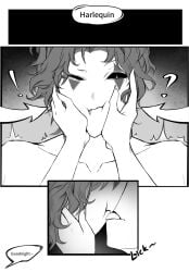 hands_on_face harlequin_(the_freak_circus) licking licking_mouth monster_boy monster_on_female self_insert the_freak_circus