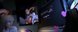 3d 3d_model asian asian_female biting_lip bleached chainsaw_man cleavage computer feet_up footwear light-skinned_female masturbation power_(chainsaw_man) queen_of_hearts raceplay zindabad