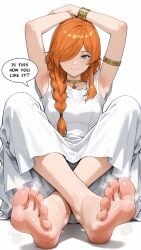 ai ai_assisted ai_generated armpits arms_up bare_feet bare_legs bare_sole bare_soles bare_toes barefoot close-up_feet close_up_feet closeup_feet clothed_female clothed_woman clothing english english_commentary english_language english_text exposed_armpit exposed_arms exposed_feet exposed_hands exposed_leg exposed_legs exposed_shoulders exposed_sole eyebrows eyebrows_visible_through_hair eyes eyes_open feet feet_fetish feet_focus feet_up feet_worship female female_focus female_human female_only flamme_(sousou_no_frieren) focus_on_feet focus_on_female focus_on_human foot_fetish foot_focus foot_up foot_worship foreshortening frieren_beyond_journey's_end from_front from_front_position girl girl_focus girl_only girl_solo green_eyes green_hair_female hair_between_eyes hi_res high_quality high_res high_resolution highres human human_feet human_female human_focus human_girl human_only human_solo human_woman legs_crossed light_smile looking_at_viewer mouth mouth_closed pov pov_eye_contact pov_feet red_hair redhead_female redheaded_female self_upload sexy sexy_feet sexy_female sexy_focus sexy_girl sexy_pose sexy_woman shoulders simple_background sitting smell smell_feet smell_fetish smell_foot smelling smelling_feet smelling_foot smelly smelly_feet smelly_foot smelly_soles smile smile_at_viewer smiley_face smiling_at_viewer sole sole_female sole_fetish sole_focus soles soles_female soles_fetish soles_focus solo solo_female solo_focus solo_girl solo_woman sousou_no_frieren speech_bubble spread_toes stable_diffusion sweat sweat_feet sweat_fetish sweat_foot sweat_soles sweatdrop sweaty sweaty_feet sweaty_female_feet sweaty_female_foot sweaty_foot sweaty_soles text thick_thighs toe-point toe_scrunch toenail_polish toenails toes toes_fetish toes_spread toes_up white_background white_body woman_feet woman_focus woman_only woman_solo wrinkled_feet wrinkled_soles wrinkly_feet wrinkly_soles