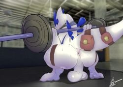 2026 accessory anthro anus arm_wraps artist_name ass back_spines backsack bag balls balls_on_ground balls_rest bent_legs blurred_background bodily_fluids claws crouching dez_(artist) dez_(rcar) exercise feet flesh_fang furgonomics generation_2_pokemon genitals glistening glistening_balls glistening_eyes glistening_feet glistening_genitalia grey_kerchief grey_neckerchief hi_res holding_object inside kerchief leg_strap legendary_pokemon looking_back lugia male mouth_closed neckerchief neckwear nintendo perineum plantigrade pokemon pokemon_(species) pupils raised_heel rear_view saggy_balls shadow signature solo spines straps sweat sweaty_balls sweaty_butt sweaty_face sweaty_genitalia sweaty_perineum tail tail_accessory tail_bag text toe_claws weightlifting weights white_balls white_body white_toe_claws workout wraps