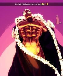 abs artist_name artist_signature big_pecs buff buff_male chess_piece color colored_background covering_crotch dabbod dark_nipples digital_media_(artwork) floating_hands glitch_productions glowing glowing_genitalia gooseworx highlights_(coloring) kinger_(the_amazing_digital_circus) mantle muscular muscular_male nipples pecs penis penis_visible_through_clothing the_amazing_digital_circus