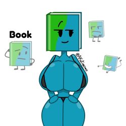 1girls akatieowo battle_for_bfb battle_for_bfdi battle_for_dream_island bfb bfdi blue_body book_(bfdi) female female_only for_a_head humanoid looking_left object_head