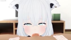 1boy 1girls 3d animal_ears animated blue_eyes censored cum cum_in_mouth cum_on_face ejaculation fox_ears fox_girl hololive hololive_gamers hololive_gen_1 hololive_japan indoors light-skinned_female light-skinned_male light_skin living_room looking_at_viewer male_pov mikumikudance mmd mosaic_censoring penis pov room screen shirakami_fubuki sound tv video virtual_youtuber white_hair zuzuzu3d