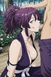 1boy absurdres adult ai_generated big_breasts blowjob breasts fellatio heeven highres jigokuraku mature penis_in_mouth perfect_body slurping uncensored yuzuriha_(jigokuraku)