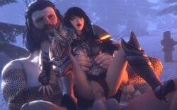1boy 1girls 3d armor armored_female asian asian_female balls blender carrying carrying_partner clothed_female_nude_male deep_penetration female guardian guild_wars guild_wars_2 human human_female ingame_model interspecies large_male_smaller_female large_penis larger_male light-skinned_female light_skin male moaning muscular norn notablyfishy outdoors panties_aside penis player_character pussy red_hair sex size_difference smaller_female straight testicles thighs vaginal_penetration vaginal_sex waist_grab