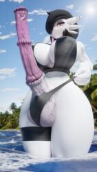 1futa 3d big_breasts bikini black_hairbreasts breasts_bigger_than_head bulge clothed clothing flaccid futanari gardevoir goth grime_gardevoir_(coel3d) horsecock huge_breasts humanoid intersex looking_at_viewer mostly_nude neonsin nintendo original_character penis penis_out pokemon pokemon_(species) shiny_gardevoir shiny_pokemon solo summer thick_thighs two-tone_body veiny_penis warfare_gardevoir white_body white_skin wide_hips