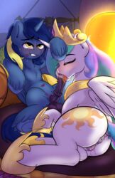 absurd_res alicorn animal_genitalia animal_penis ass balls big_butt duo equid equine_penis female feral friendship_is_magic genitals hi_res horn male male/female mammal my_little_pony penis princess_celestia_(mlp) pussy rhk wings