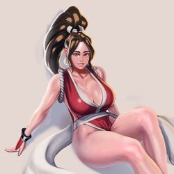 1girls big_breasts breasts cleavage fatal_fury female female_only king_of_fighters large_breasts looking_at_viewer mai_shiranui popogori snk solo