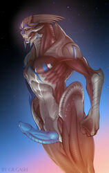 alien anthro bioware bodily_fluids genital_fluids genitals gilgash hi_res knot male mass_effect penis precum solo turian video_games