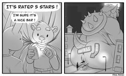 2021 anal anal_vore anthro anthro_on_anthro anus ass bear bottomwear bowser building cellphone clothed clothing comic dialogue english_text full_moon greyscale group hair hi_res horn house humor koopa lagomorph macro male male/male mammal mario_(series) micro micro_on_macro monochrome moon night nintendo nude outside pants phone rabbit scalie shell shirt sitting size_difference size_play smartphone spiked_shell spikes spikes_(anatomy) text topwear url ursid video_games vore wardraws