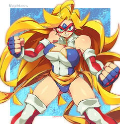 1girls big_breasts blonde_hair blue_eyes breasts charlotte_vanders female_focus female_only female_superhero kamen_america kamen_america_(character) kamen_america_(series) long_hair masked ninjaink superhero superheroine tagme thick_thighs thighs