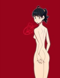 amai_higashi back_view backside big_ass big_butt black_hair brown_eyes hand_on_ass interstellar_ranger_commence irc itw_bros_art nude nude_female ponytail small_breasts thighs