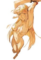 arms_up blonde_hair chained emilie_de_rochefort female fully_nude looking_at_viewer naked tekken tekken_8