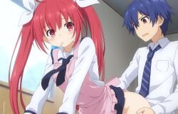 1boy 1girls ai_generated blue_hair date_a_live itsuka_kotori itsuka_shido red_eyes red_hair