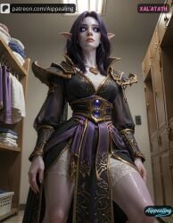 ai_generated aippealing cameltoe elf elf_ears elf_female elf_girl female female_focus hot purple_elf realistic sexy void_elf warcraft world_of_warcraft wow xal'atath