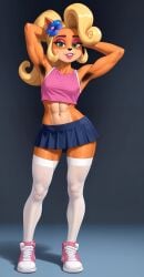 ai_generated anthro armpit_hair bandicoot coco_bandicoot crash_(series) deergirlfit hairy hairy_armpits hairy_pussy pubic_hair skirt