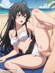 1girls ai_generated anime bikini black_hair blue_eyes clothed_sex large_breasts my_teen_romantic_comedy_snafu oregairu ranwai2025x sex uncensored vagina vaginal_penetration vaginal_sex yukinoshita_yukino