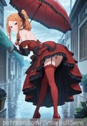 absurd_res ai_generated ass_focus big_ass big_breasts blonde_hair female from_behind hi_res high_resolution highres huge_ass huge_breasts outdoors priscilla_barielle re:zero_kara_hajimeru_isekai_seikatsu snowbullsara stable_diffusion standing