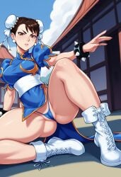 1girls ai_generated anime_character anime_style cameltoe chun-li game_character micro_panties paulinebabe street_fighter upskirt