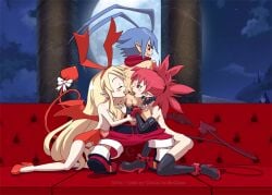 1boy 2girls anilingus balls breasts censored_penis completely_nude completely_nude_female creativechaos disgaea disgaea_1 etna femdom ffm_threesome flonne flonne_(fallen_angel) handjob laharl licking_ass mosaic_censoring nippon_ichi_software penis pubic_hair pussy small_breasts testicles threesome torn_clothes