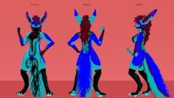 absurd_res anthro balls deity female futanari genitals hi_res intersex intersex/female model_sheet multiple_poses penis pose qallmeupnext2077 rezuium tokyo_god_(rezuium)