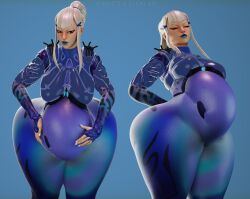 3d asian_female big_ass big_breasts big_thighs bodysuit female fortnite fortnite:_battle_royale hyper_ass lipstick mizuki_(fortnite) pregnancy_progression pregnant pregnant_belly pregnant_female solo_female swellbolo thick_thighs