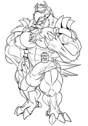 2020 4_toes absurd_res anthro anthrofied armor beak big_penis body_hair bottle cawaden chest_hair clothed clothing container corviknight erection feet fierglief generation_8_pokemon genitals hand_on_chest hand_on_hip headgear helmet hi_res huge_cock huge_muscle hyper hyper_genitalia hyper_penis looking_at_viewer male monochrome nintendo open_mouth penis pokemon pokemon_(species) solo standing toes underwear underwear_only