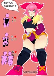 big_ass blushing bow brawl_stars chocker clothing dressed gabokiwi69 melodie_(brawl_stars) panties pink_hair skirt text thick_thighs thighhighs thighs