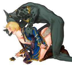 2boys anal anal_sex anduin_wrynn arm_grab arm_held_back big_penis blonde_hair blush doggy_style drooling earrings fantasy femboy finger_in_mouth from_behind gay male_only monster monster_on_male on_knees partially_clothed pointy_ears prince size_difference world_of_warcraft x-ray yaoi