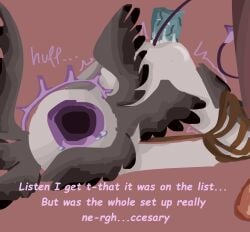 anal_sex angel bondage crying dildo entity eyeball eyeball_head female first_time halo head_wings oc offscreen_character offscreen_female orginal_character penetration restrained sex_toy sex_toy_insertion talking_to_another tears text tied_up white_skin wings wings_on_head