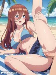 1girls ai_generated anime bikini blue_eyes brown_hair clothed_sex go-toubun_no_hanayome large_breasts nakano_miku quintuplets ranwai2025x sex uncensored vagina vaginal_penetration vaginal_sex