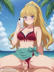 1girls ai_generated anime bikini blonde_hair classroom_of_the_elite clothed_sex karuizawa_kei large_breasts purple_eyes ranwai2025x sex uncensored vagina vaginal_penetration vaginal_sex youkoso_jitsuryoku_shijou_shugi_no_kyoushitsu_e