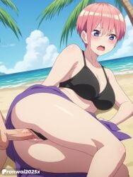 1girls ai_generated anime bikini blue_eyes clothed_sex go-toubun_no_hanayome large_breasts nakano_ichika pink_hair quintuplets ranwai2025x sex uncensored vagina vaginal_penetration vaginal_sex