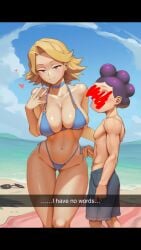 ai_generated beach bikini boku_no_hero_academia choker gender_symbol genderswap_(mtf) hearts_around_head minoru_mineta my_hero_academia rule63 rule_63 rule_63 short_male shortstack smirk sultry_eyes yuuga_aoyama