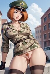 ai_generated ann_possible big_ass big_breasts big_butt cartoon cartoon_character cartoon_milf cleavage innie_pussy kim_possible milf military military_uniform mommy officer paulinebabe pubic_hair puffy_pussy showing_pussy soldier thick_thighs uniform upskirt wide_hips