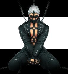 artist_request blindfold blindfolded blindfolded_male bondage bondaged_male bound_male chained chained_male chained_up chains devil_may_cry full_leather fully_bound gagged gagged_male human_artist leather leather_bondage leather_clothing leather_cuffs leather_daddy leather_gloves leather_harness leather_jacket leather_pants leather_straps leather_topwear male_focus male_only no_ai solo solo_focus solo_male source_request submissive_male vergil_(devil_may_cry)