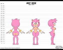 amy_rose anthro areola barefoot barely_visible_genitalia barely_visible_vulva big_breasts black_bars black_nose bracelet breasts clothing english_text eulipotyphlan eyelashes feet female front_view fur genitals gloves gloves_only green_eyes hair handwear handwear_only head_tuft hedgehog hi_res jewelry letterbox mammal model_sheet mostly_nude navel nipples pink_areola pink_body pink_fur pink_hair pink_nipples rear_view sega short_hair short_stack side_view simple_background smile solo sonic_(series) sonic_the_hedgehog_(series) tan_body tan_fur text thick_thighs tuft vulva white_background white_clothing white_gloves white_handwear wide_hips