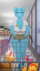 1girls 2d 2d_animation 9:16 animated anthro anthro_milf ass big_ass blue_body blue_fur blue_skin bread breasts canned_food canned_tomatoes cereal cereal_box chelodoy cleavage feline female female_focus female_only food furry hair jiggling_breasts large_breasts longer_than_30_seconds mall milf mother mp4 nicole_watterson panties_showing potato_chips shirt shopping shopping_cart skirt smooth_animation snout sound sound_effects store supermarket tail the_amazing_world_of_gumball vertical_video video walk_cycle walking