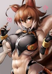 1boy 1girls big_breasts blazblue breast_grab female groping huge_breasts makoto_nanaya male male/female psk short_hair sowel_(sk3) squirrel_tail tagme underboob