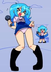 1girls crying fnf fnf_mod friday_night_funkin friday_night_funkin_mod fully_clothed holding_microphone holding_object original_sky_(friday_night_funkin) panties pantyshot pussy_visible_through_panties reference_image sky_(friday_night_funkin) skyverse tagme tears