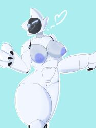 3:4 absurd_res anthro areola big_breasts breasts felid feline female genitals heart_eyes heart_symbol hi_res kamino1 machine mammal nude robot screen_face solo thick_thighs vulva
