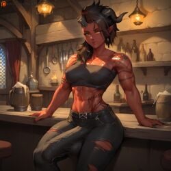 1futa abs ai_generated animal_genitalia_on_humanoid athletic athletic_futa baldur's_gate baldur's_gate_3 big_penis black_hair bulge bulge_through_clothing demon demon_futa demon_horns dungeons_and_dragons forgotten_realms futa_only futanari horsecock horsecock_futa horsecock_on_humanoid human_with_animal_genitalia human_with_horsecock intersex karlach large_penis long_hair midriff muscular muscular_arms muscular_futa nipples_visible_through_clothing patreon patreon_username penis pointy_ears red_body red_skin tavern thin_waist tiefling toned torn_clothes velour_ai