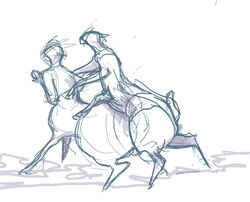 ambiguous_gender ambiguous_penetration cervid cervid_taur duo female female/ambiguous from_behind_position hi_res male male/ambiguous male/female mammal mammal_taur minimal_color mounting neevspoilsbees nude penetration sex simple_background sketch taur white_background