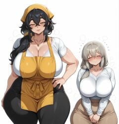 2025 2girls ai_generated apron big_breasts black_hair blush child_bearing_hips cleavage el_memc female female_only hair_ornament hand_on_hip horny horny_female huge_breasts hyper_breasts imminent_rape imminent_sex memch0 milf mommy mother musk musk_clouds necklace oc original original_character soledad_(memch0) sweat sweatdrop sweating sweaty thick_thighs thunder_thighs tight_clothing turban uzaki-chan_wa_asobitai! uzaki_tsuki white_hair yellow_eyes