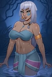 1female 1girls abs artist_logo artist_name atlantis:_the_lost_empire bicep_bracelet blue_eyes blue_eyes_female clothed clothed_female clothes clothing digital_art digital_drawing digital_drawing_(artwork) digital_media digital_media_(artwork) disney fanart female female_abs female_focus female_only female_solo gray_hair gray_hair_female hair_on_shoulder kida long_hair long_hair_female looking_pleasured monolithic-sloth necklace necklace_only pinup pinup_art solo solo_female solo_focus tube_top tubetop water watermark