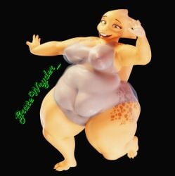 absurd_res alphys anthro clothing female freckles gratewryder hi_res inverted_nipples monster nipples overweight overweight_female scalie solo swimwear translucent undertale_(series)