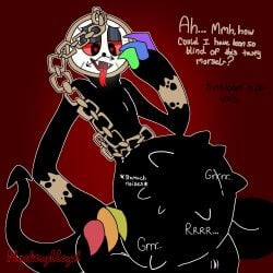 1boy 1cuntboy 2025 anthro anthro_male anthro_only belly big_belly big_stomach black_body boypussy claw_fingers claws clock cuntboy cuntboy_only dandy's_world dialogue digital_media_(artwork) dyle_(dandy's_world) english english_dialogue english_text fangs fetish genitals hand_up ichor intersex jpeg kinktober kinktober_2025 lee_wolfdog lidded_eyes male_anthro male_only male_pred no-human no_human non-human non-human_only object_head only_male open_mouth plain_background pussy rainbow_claws red_background red_sclera roblox simple_background snake_tongue solo solo_cuntboy solo_focus solo_male stomach stomach_noises struggling_prey tail text tongue tongue_out twisted_dyle_(dandy's_world) video_games vore vore_belly vulva